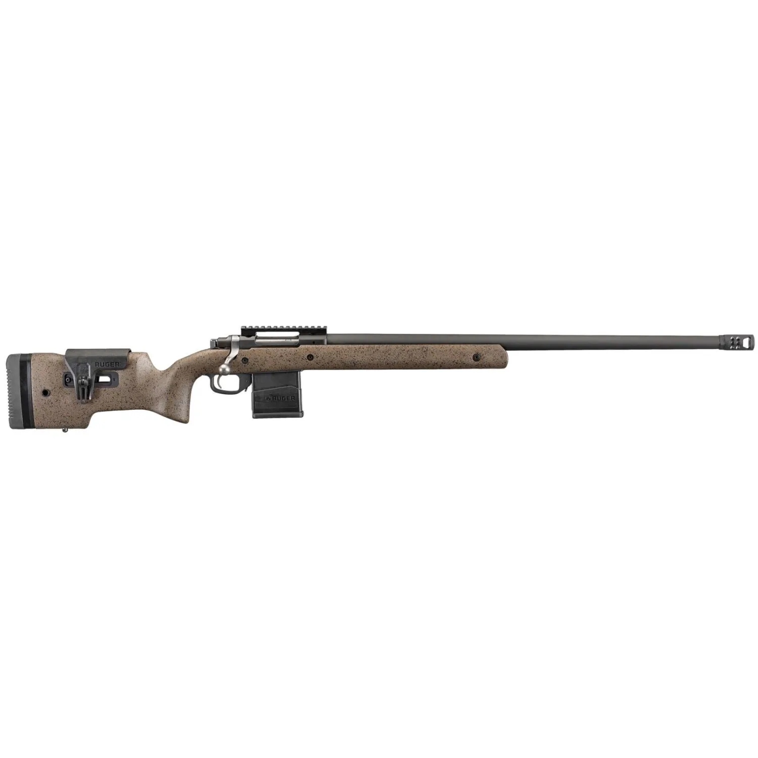 RUGER HAWKEYE LR TRGT 308WIN BOLT 26" MT BLK THRDE BBL, SPECK BLK/BRN LAM STOCK, 10RD DETACH MAG