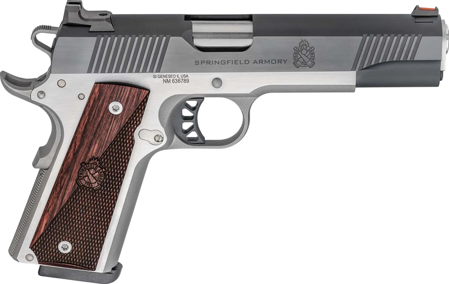 SPRINGFIELD 1911 RONIN 10MM - 5" SS/BLUED W/ WOOD GRIPS - Image 2