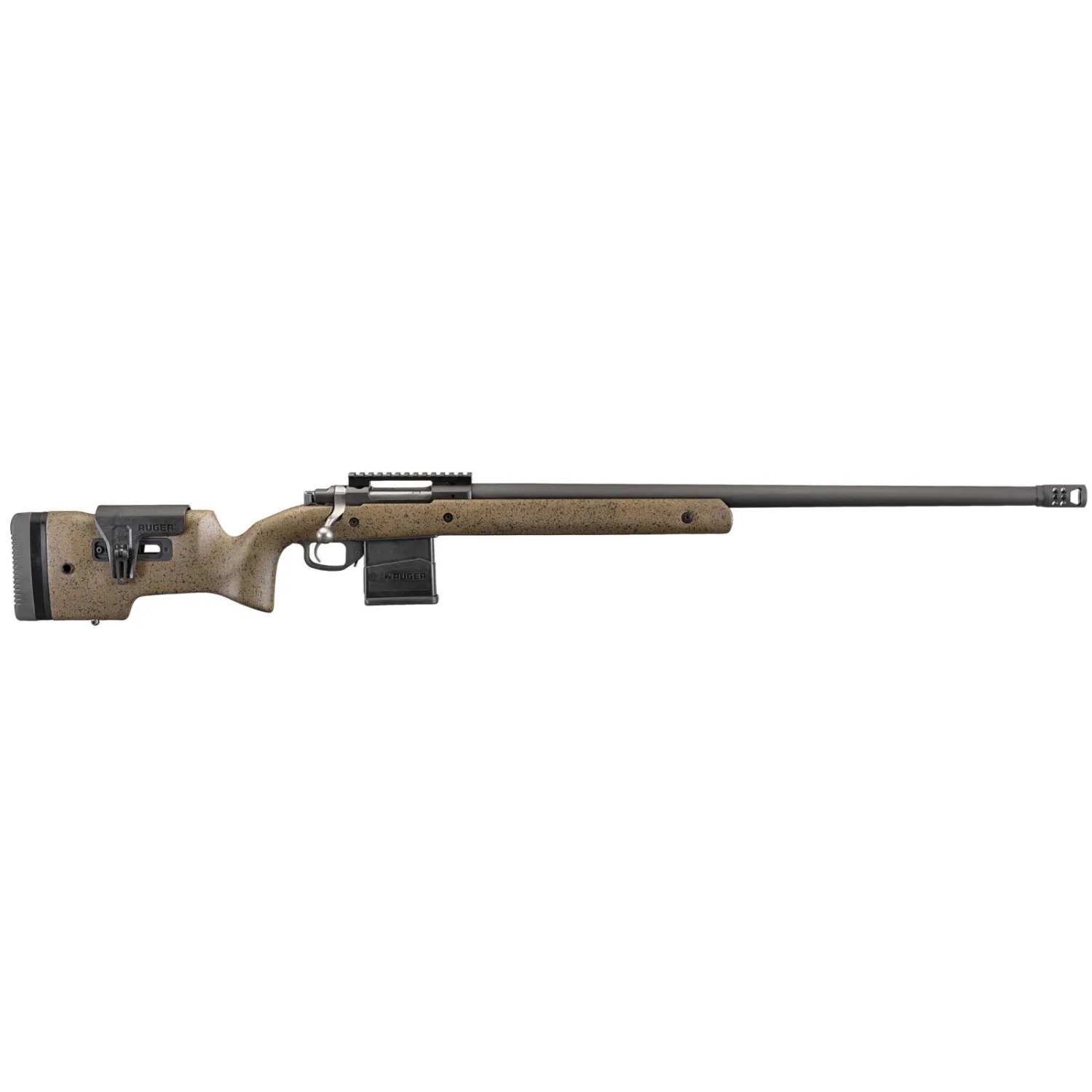 RUGER HAWKEYE LR TRGT 6.5 CRD 26" MT BLK THRDED BBL, SPECK BLK/BRN LAM STOCK, 5RD DETACH MAG