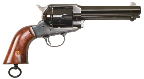 Cimarron 1890 Remington .45LC Revolver with case-hardened frame and walnut grip.