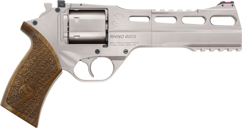 Chiappa Rhino .357 Magnum Revolver 60 SAR Chrome 6" Barrel with 3 Moon Clips - 6 Round Capacity