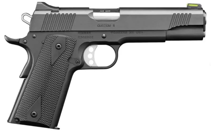 Kimber Custom II GFO .45 ACP handgun with 5 inch barrel, night sights, premium trigger, and two-tone finish.