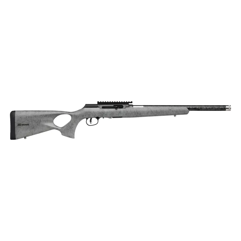 Savage Arms A22 Timberlite Thumbhole Rifle .22 LR with 10rd Magazine and 18" Threaded Barrel in Grey Black Spiderweb Finish