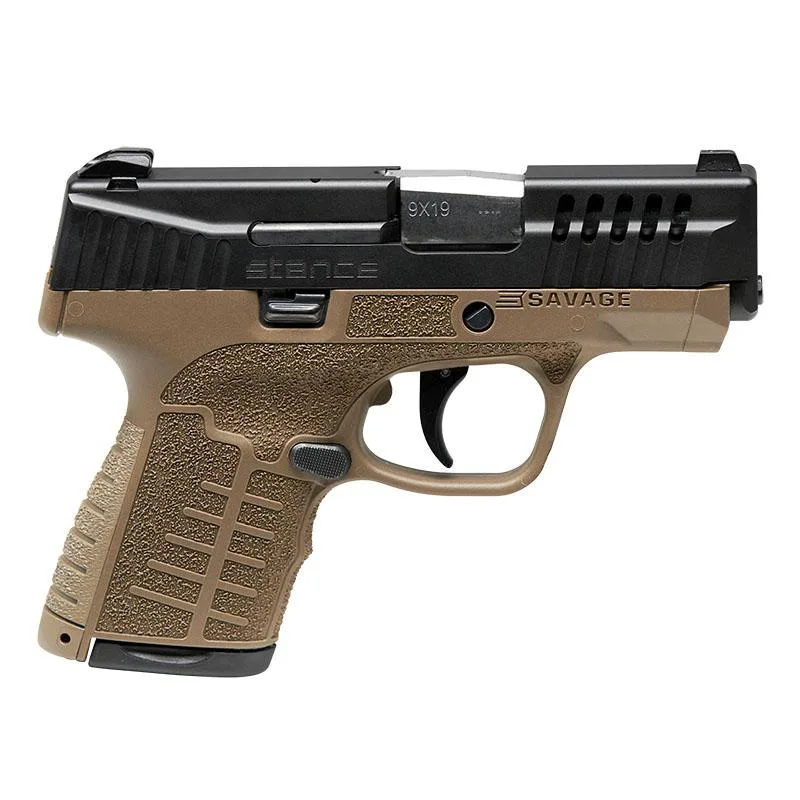 Savage Arms Stance FDE 9mm Handgun with Night Sights, 3.2" Barrel, 7 & 8 Round Magazines