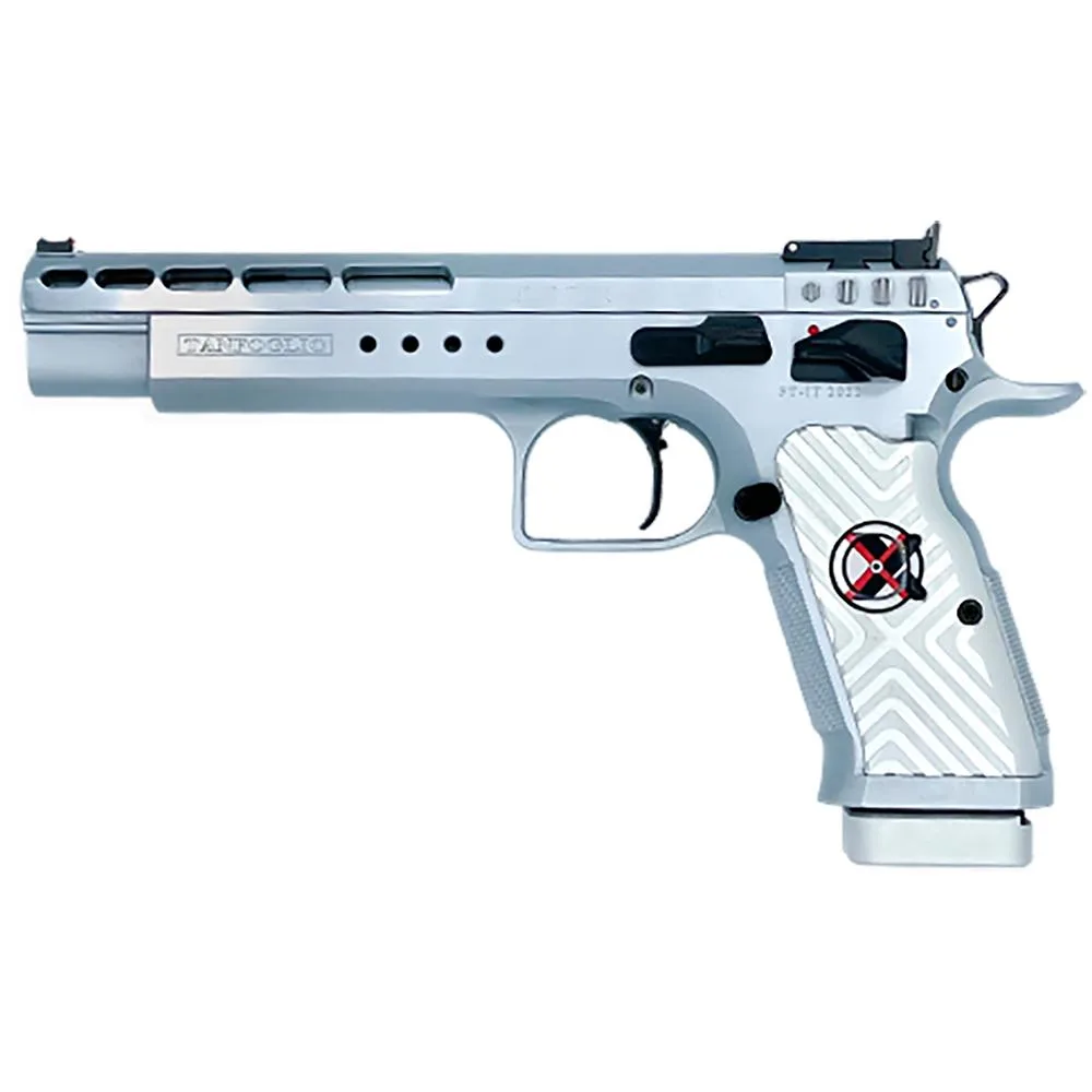 Tanfoglio Gold Match Xtreme Handgun in 10mm Auto with 6-Inch Barrel, Silver Finish, and 13-Round Capacity