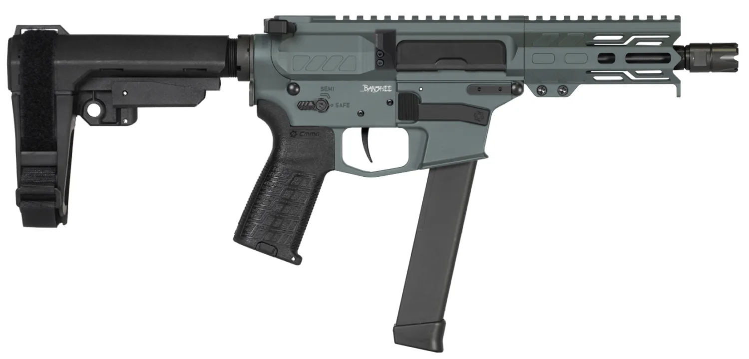 CMMG PISTOL, BANSHEE, MKGS, 9MM, 5", CHARCOAL GRN W/ADJ RIP BRACE