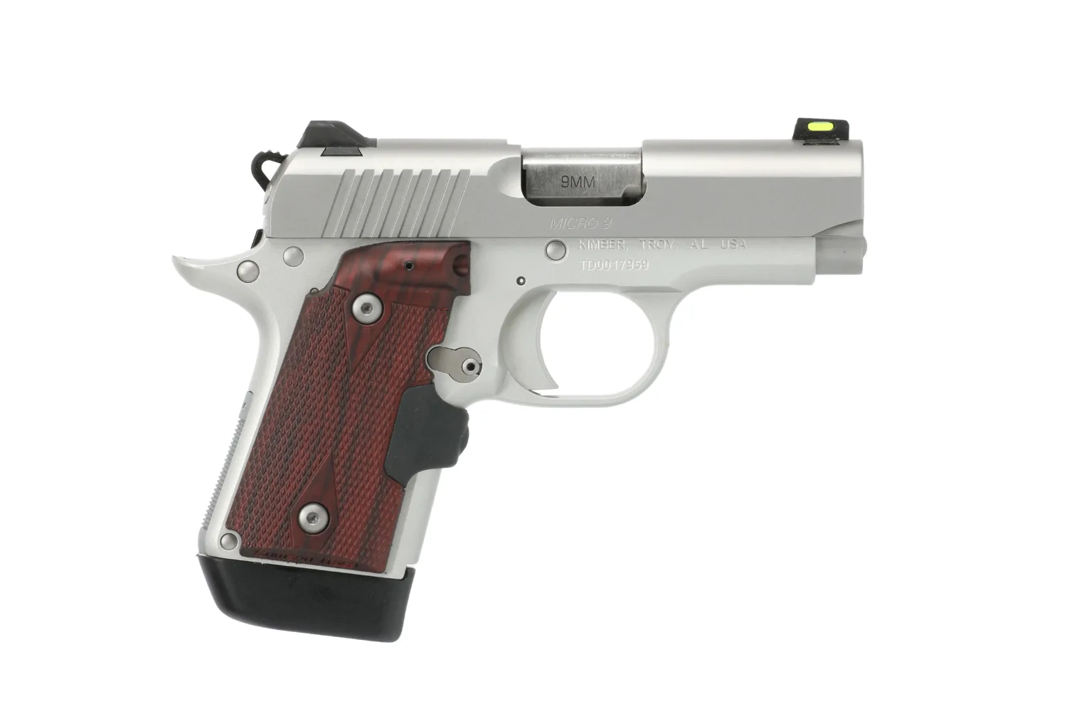 Kimber Micro 9mm 3.15" Stainless Steel Pistol with Rosewood Grips Laser Sig