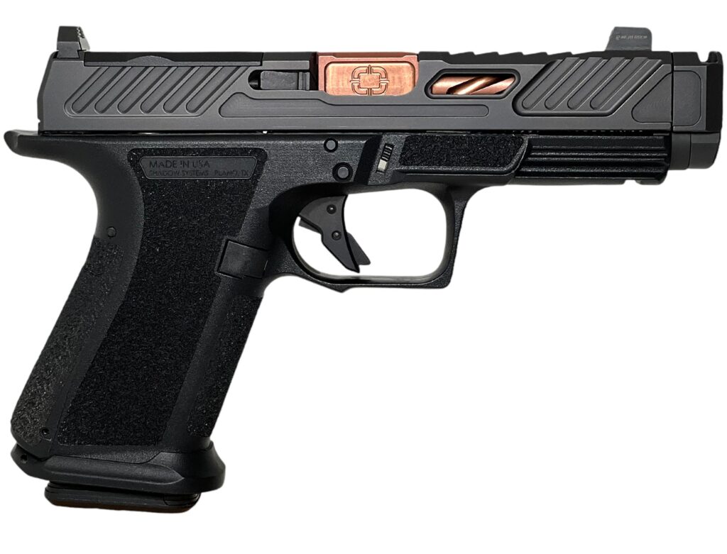 Shadow Systems MR920P Elite 9mm Pistol with black finish, threaded barrel, and compensator