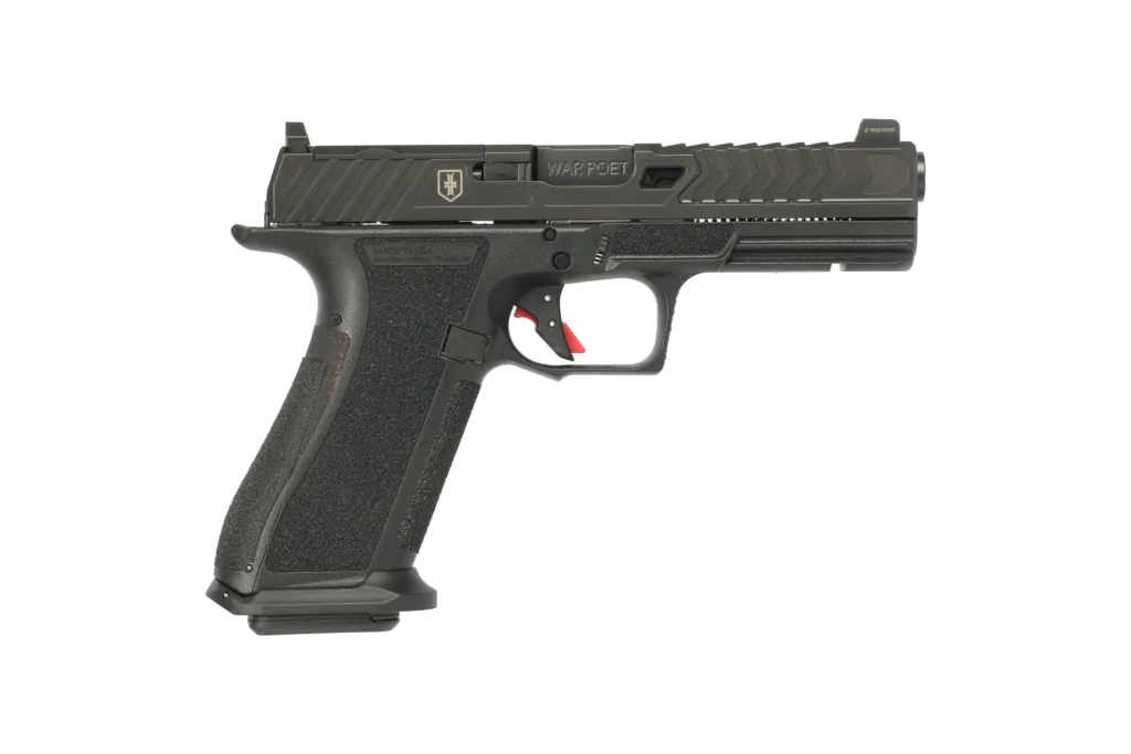 Shadow Systems DR920 War Poet 9mm pistol with 17-round capacity and optic ready design.